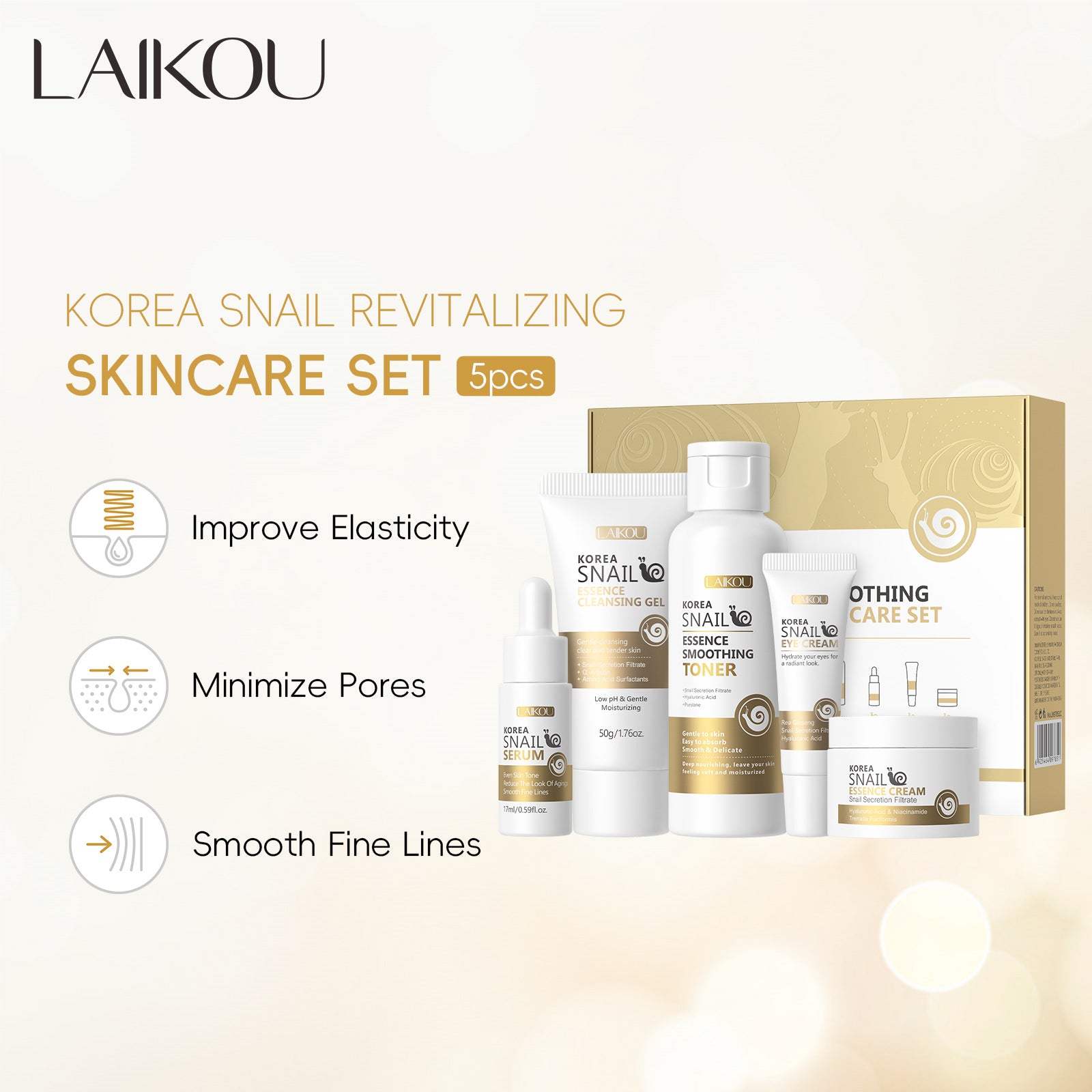 Snail Skin Care Five-Piece Skin Care Product Set