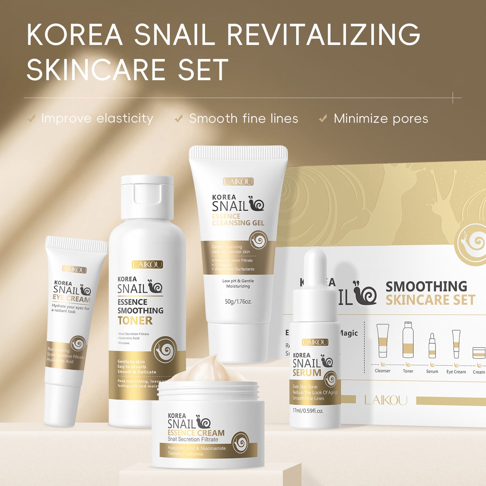 Snail Skin Care Five-Piece Skin Care Product Set